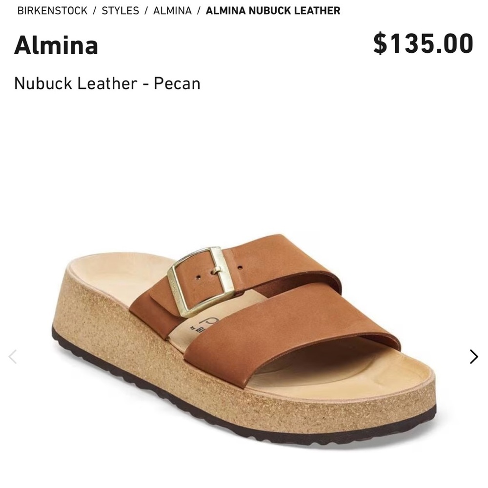 Birkenstock Almina Nubuck Leather Sandals - Pecan